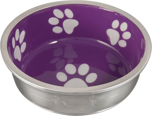 Loving Pets - Le Bol Dog Food Water Bowl Enamel Ceramic Bowl No Tip Stainless Steel Pet Bowl No Skid Spill Proof (Small, Charcoal Gray)