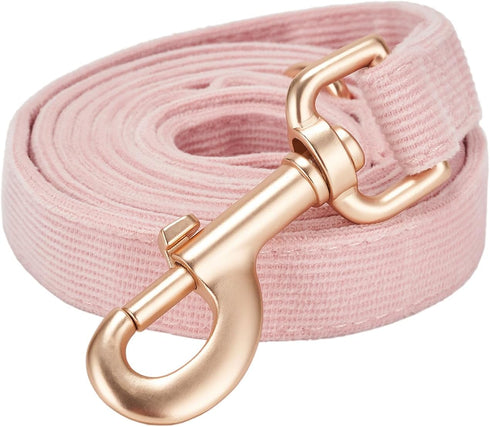 Corduroy Dog Leash - 5 Ft Length for Small Medium Large Dogs (Light Pink, Small)