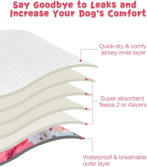 4 Pack FMG03S CuteBone Washable Female Dog Diapers Reusable Doggie Heat Diapers for Period