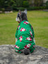 Cute Santa Claus Christmas Dog Pajamas PJS, Green Holiday Pet Clothes Jammies Onsie, Back Length 12" Small