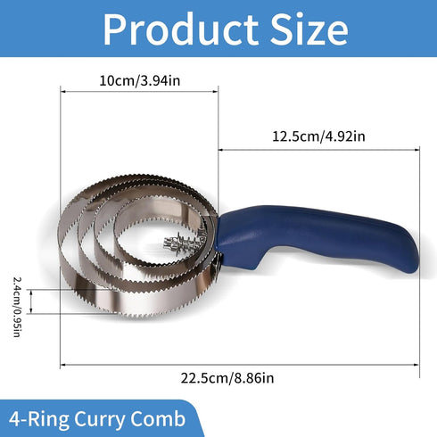 PHLYSFZ 4 Set Curry Comb Kit, Ring Curry Comb, Rubber Brush, Tear Stain Wipe Brush for Horses, Dogs, Goats, Cattle