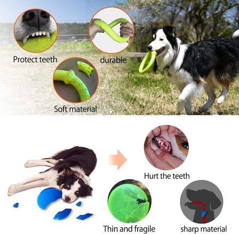 LaRoo Dog Toys for Aggressive Chewers, Floatable Dog Flying Disc, 3 Sizes Dog Tug Toy, Interactive Dog Toys