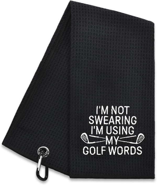 Hafhue I'm Not Swearing I'm Using My Golf Words Golf Towel, Golf Accessories for Men Women, Retirement Gift