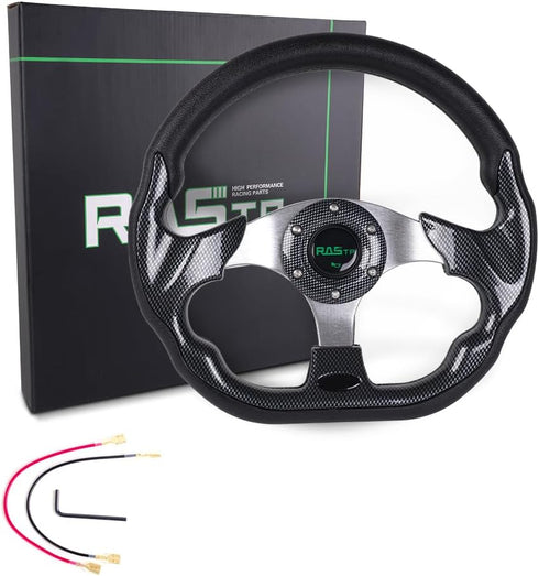 RASTP D Shape Golf Cart Steering Wheel Universal 12.6 inch for EZGO RXV & TXT, Club Car DS