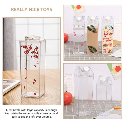3pcs 500ml UPKOCH Ps Carton Milk and Juice Bottles Reusable Adorable Water Containers for Home and Outdoor Use