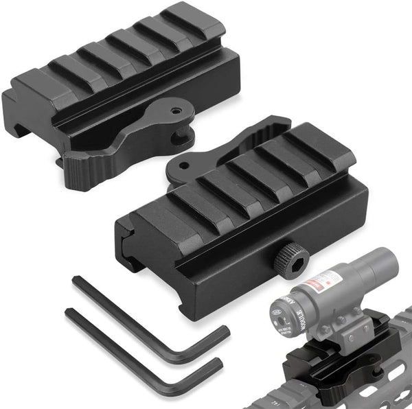 Low Profile Picatinny Riser Mount, Rail Riser Mounts Adaptor with QD Lever Lock Quick Release & 5 Slots for Scope Rings