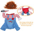 Dog Deadly Doll Costume, Pet Halloween Chucky Cosplay Accessories with Wig & Knife for Puppy, Cat, L Size (F)