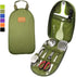 Portable BBQ Camping Cookware Set, Stainless Steel Utensils Travel Kit with Cutting Board, Tongs, Knife, and Spatula