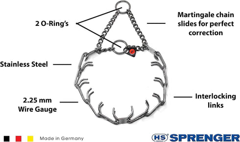 Herm Sprenger Stainless Steel Prong Dog Training Collar - Ultra-Plus Pet Pinch Collar for Anti Pull Training (3.2mm x