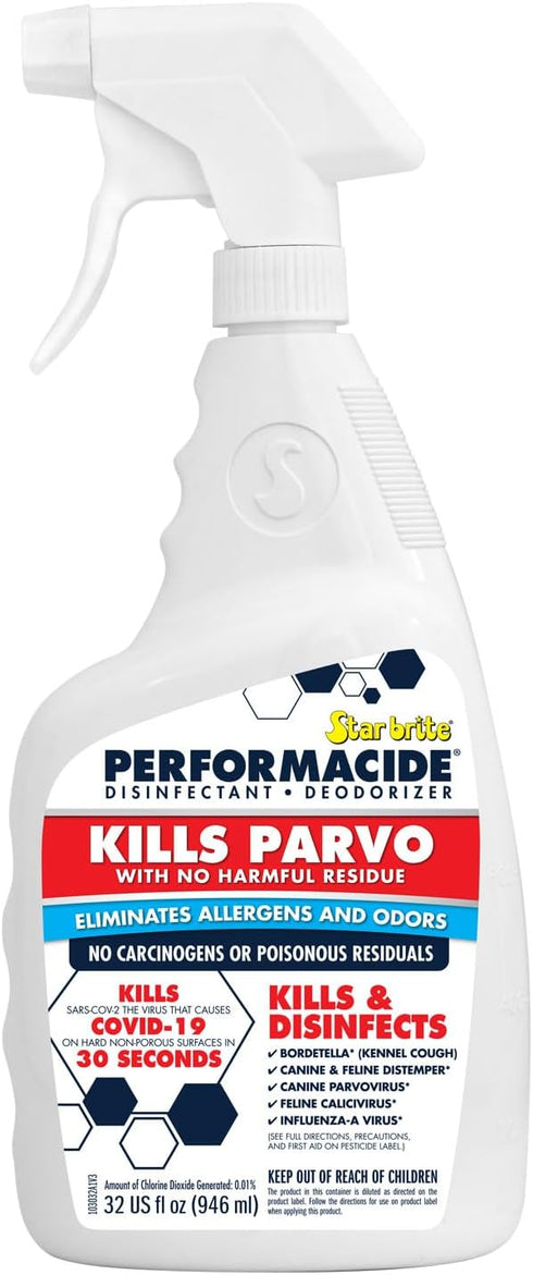 32 OZ PERFORMACIDE No-Rinse Disinfectant / Deodorizer for Pet Surfaces | Kills Parvovirus, Ringworm, Feline