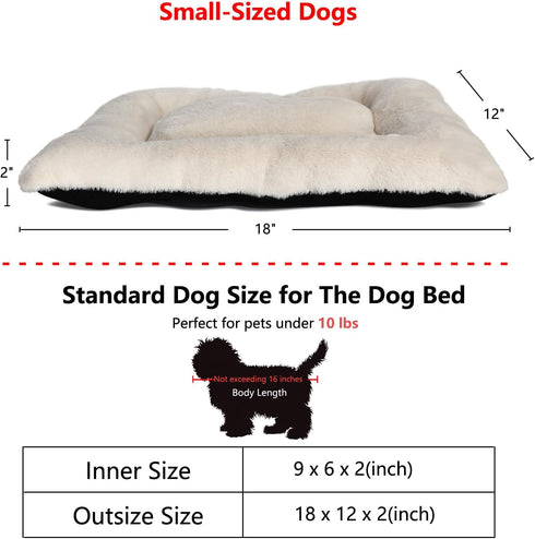 Washable Dog Crate Bed for XX-Small Dogs, Deluxe Thick Flannel Comfy Kennel Pad, Anti-Slip Pet Sleeping Mat, 18 x 12