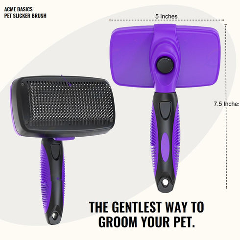 Acme Basics Pet Slicker Grooming Brush, Deshedder for Short/Long Haired Dogs & Cats, Large Size