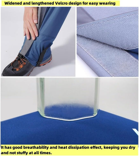 Waterproof Gaiters for Hiking, Lightweight Adjustable Leg Gaiters for Men Women, Suitable for All Seasons