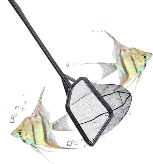 Aquarium Fish Net, Lightweight Nylon Fish Tank Fishing Net, Square Fish Shrimp Net with Plastic Handle
