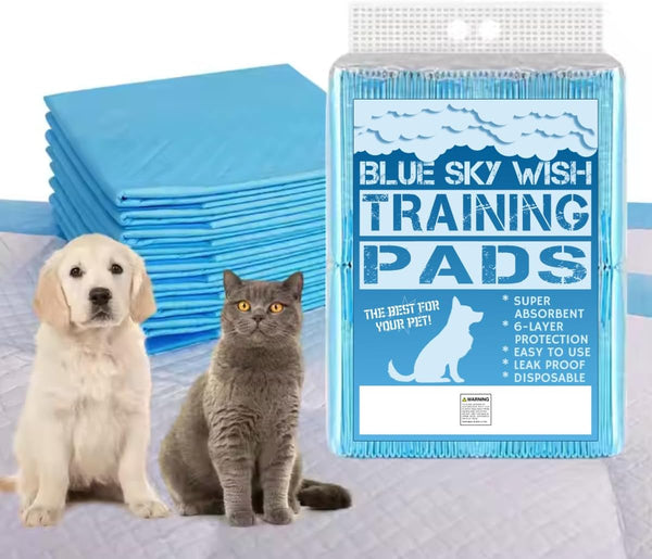 Blue Sky Wish Pet Training Pads, 50 Count Size Large 24" x 24" Puppy Pads,