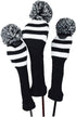 Stripes Knitted Golf Club Head Covers 3 Piece Set for 1, 3, 5 Drivers, Fits 460cc