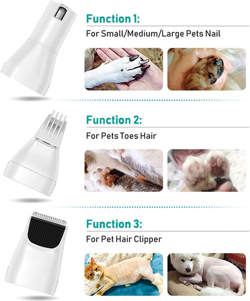 PJDDP 3 1 Trimmers, 3 in Dog Clippers & Nail Grinder,Dog Nail Dog Grooming Kit with Cutter Head,Electric Dog Shaver