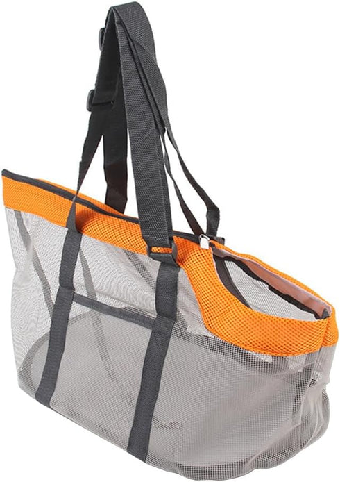 1pc Large Pet Handbag Totes, Mesh Travel Bag, Portable Pet Carrier Bag, Large Puppy Tote in Orange