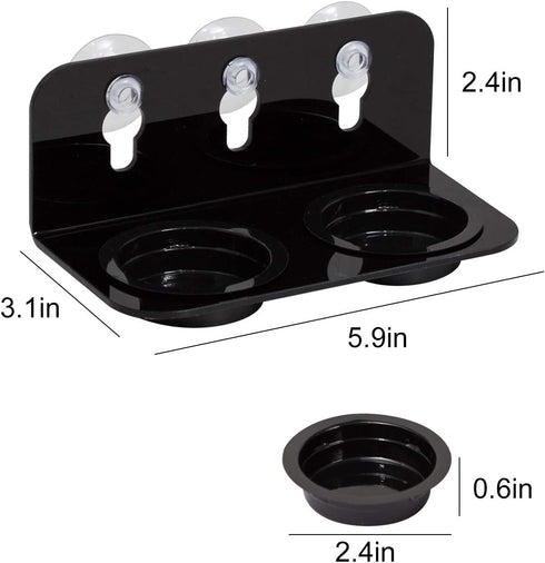 REPTI ZOO Double Grid Gecko Food Dish Feeder with 6 Pcs Cups, Detachable Suction Cup for Pet Water Bowl