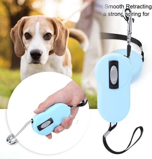 Retractable Dog Pet Leash, Heavy Duty Nylon Reflective Tape, Light Blue
