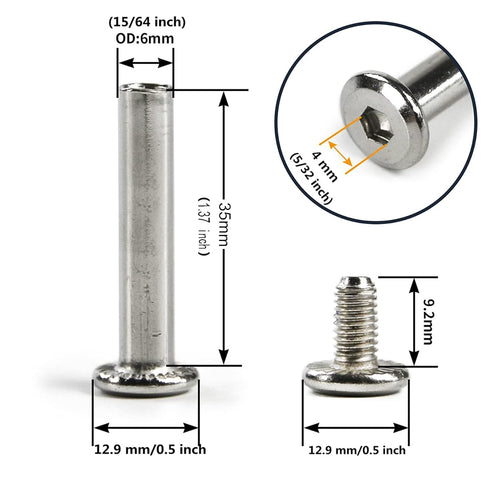 Zoofen 10 pcs Inline Skate Replacement Bearings Skating Screws OD 6mm Roller Blades Replacement Skate Wheel Axles