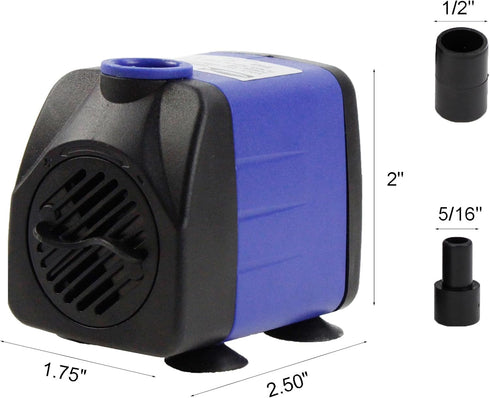 AQUANEAT Fountain Pump, 160 GPH Submersible Water Pump with 3.3 ft Tubing, for Aquarium Fish Tank, Water Table, Waterfall, Hydroponics by AQUANEAT