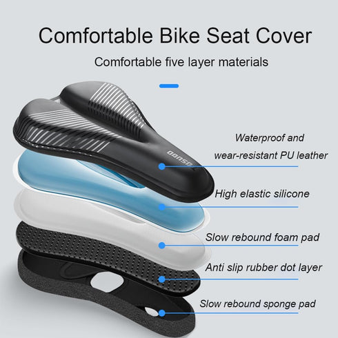Gel Padded Bike Seat Cover for Men Women, Comfort Narrow Bicycle Seat Cushion for Indoor & Outdoor (11"x7")