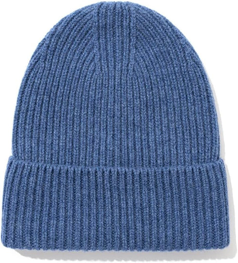 Knit Beanie Hat, 100% Sheep Wool for Men and Women, Pure Wool Ribbed Warm Hat