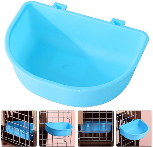 POPETPOP Hanging Pet Bowl Dog Crate Bowl Plastic Kennel Bowls Non Spill Food Water Bowls for Cages Bunny Feeder Hanging Coop Cup for Dogs Cat Bird Reptiles Sky-blue