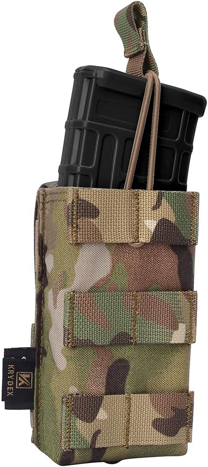 KRYDEX Tactical MOLLE Open-Top 5.56mm Mag Pouch, Single/Double/Triple with MOLLE Strap for M4 M16