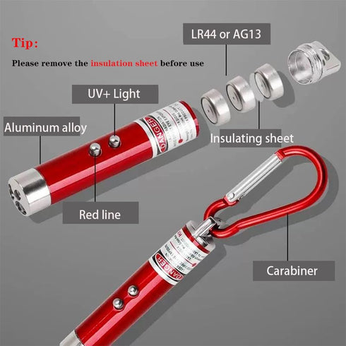 6PCS Set Interactive Red Laser Pointer Cat Toy with White LED