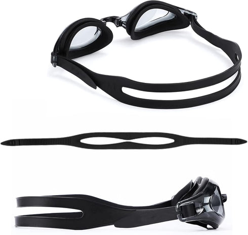 Universal Swimming Goggles, Swim Glasses with Silicone Strap, Black/Clear Replacement Accessories