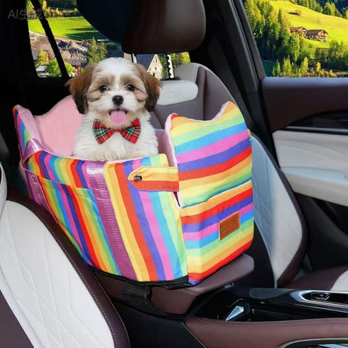 Cullaby Console Dog Car Seat for Small Dogs - Anti-Collapse Center Console