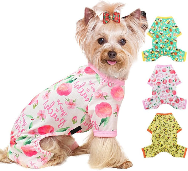 Girl Dog Pajamas, Cotton Stretchable Jammies for Extra Large Dogs, Spring Summer Doggie Pjs for Female Male (Peach