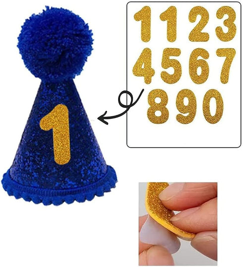 Dog Birthday Party Set, Triangle Bandana Scarf with Birthday Number Hat and Banner for Dog Birthday Supplies (Blue)