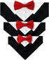Dog Tuxedo Collar Suit for Wedding Engagement and Birthday, Formal DogTux Bandana Costume with Red Bow Tie, Adjustable