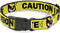 Dog Collar with Plastic Clip, Pet Quote Caution I Bite, Yellow Black, 11 to 17 Inches, 1.0 Inch Wide