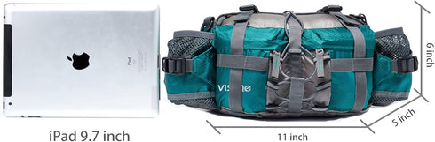 Outdoor Fanny Pack for Hiking, Camping, Biking - Waterproof Waist Pack with 2 Water Bottle Holders