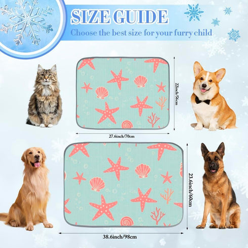 imiBBWQu Summer 27" 22" Cooling Mat for Dogs Starfish Red Green Dog Cooling Mat Medium Size Dog Washable Pet Styroller