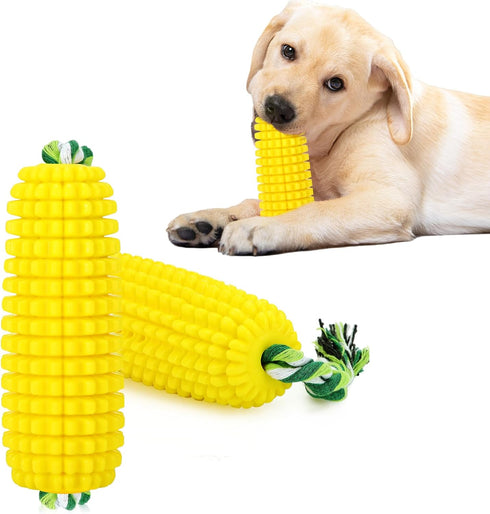 Sumind Dog Tough Corn Toys for Aggressive Chewers, Indestructible Squeaky Toothbrush Interactive Toys for Small Medium