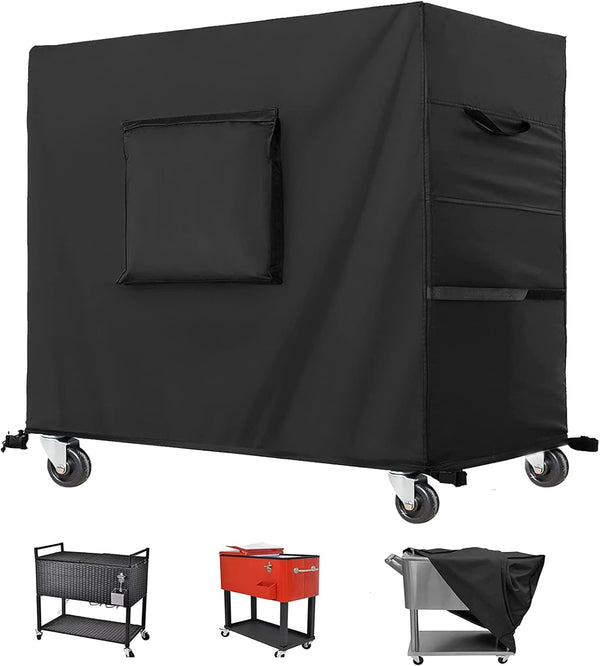 Kovshuiwe Waterproof 100 Qt Rolling Cooler Cart Cover Outdoor Beverage Cart Patio