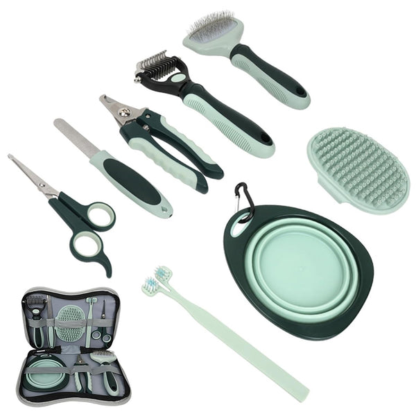 Soghot Grooming Brush Kit 8pcs for Shedding Matted Fur Self-Cleaning with Cat Dog