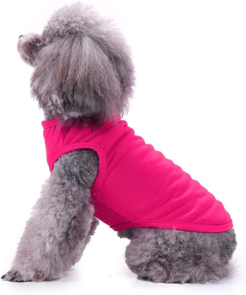 Chol&Vivi Dog Clothes, 2pcs Soft Cotton T-Shirts for Small, Medium, Large Dogs (Pink and Rose Red, M)