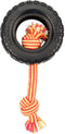 Mammoth TireBiterII with Cotton-Poly Rope - Natural Rubber Dog Toys for Extreme Chewers, Large 6” for Interactive Play