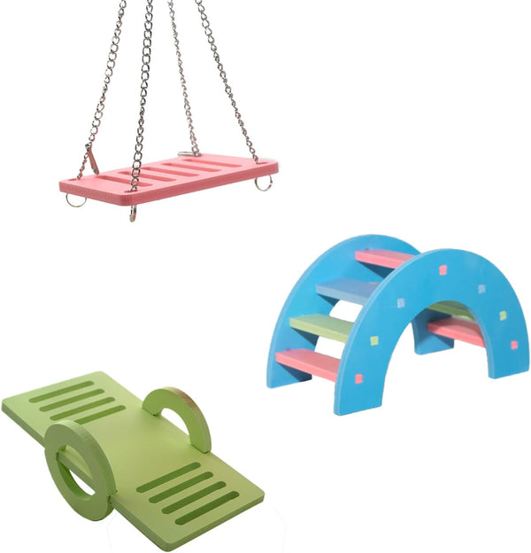 Benepoint Hamster Toys, Rainbow Bridge & Swing & Seesaw Guinea Pig Toys Set