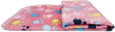 kiwitatá Flannel Throw Dog Blankets for Puppy & Cat, Soft Warm Fleece, Cute Paw Print Pet Sleep Mat (30"X41")