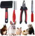 Rabbit Professional Nail Clippers Grooming Kit with Pet Shedding Slicker Brush, Pet