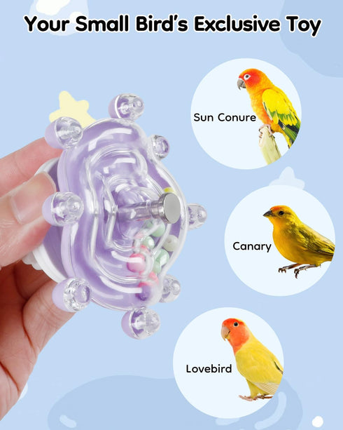 2 Pawfly Pcs Bird Toys for Parakeets, Colorful Spinning Wheel Chew Toys, Interactive Spinner Rattle Parrot Toys