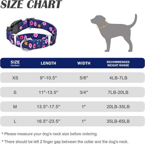 Martingale Collar for Dogs, Adjustable Soft Nylon with Cute Patterns for Small Medium Large Dogs