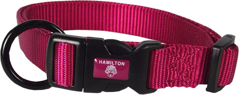 Hamilton Adjustable Nylon Dog Collar, Raspberry, 3/8" Wide x 7-12" Neck for Small Medium Large Dogs